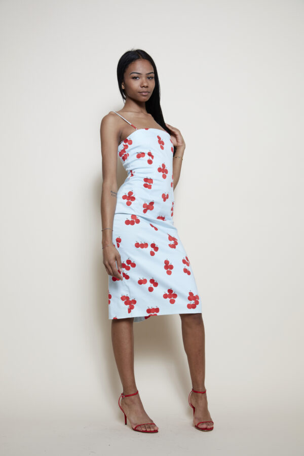 Moschino midi dress with cherry pattern detail