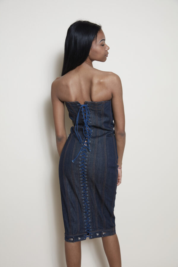 Jean Paul Gaultier midi denim dress back