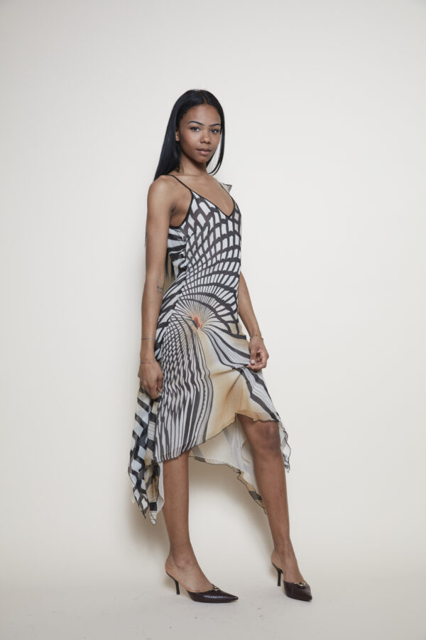 Gianfranco Ferré Silk asymmetrical midi dress side
