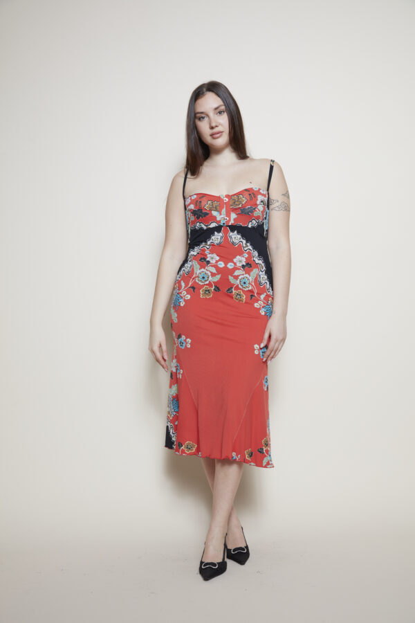 Roberto Cavalli Midi dress with ties.