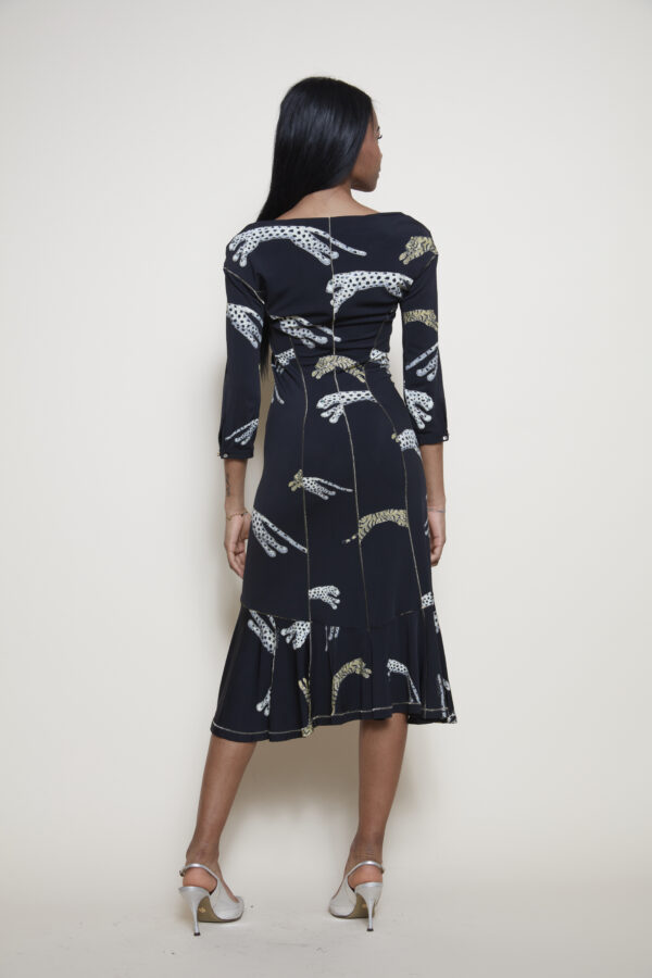 Roberto Cavalli midi dress with leopard and tiger pattern back