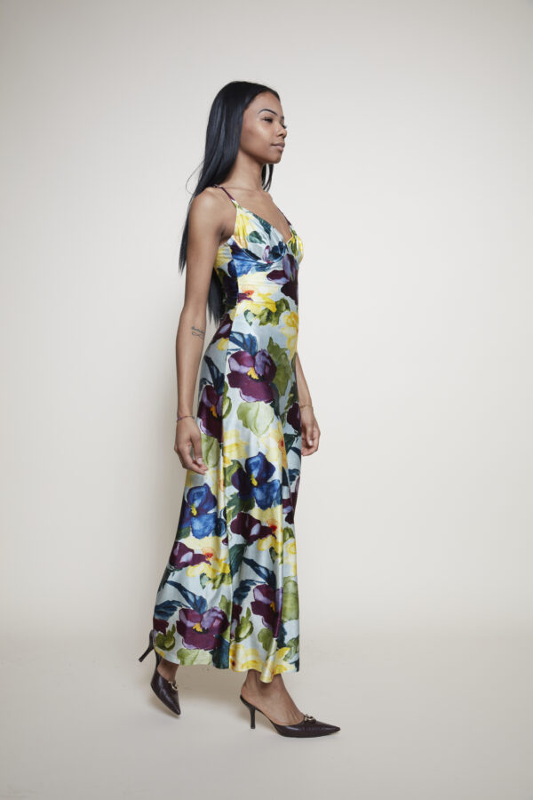 Mariella Burani Vintage maxi dress with floral print side