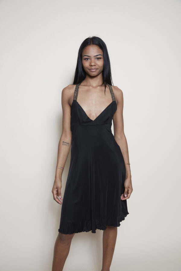Versace Versus Mini black dress with open back.