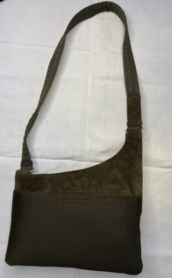 Prada suede shoulder bag with green and brown leaves 3