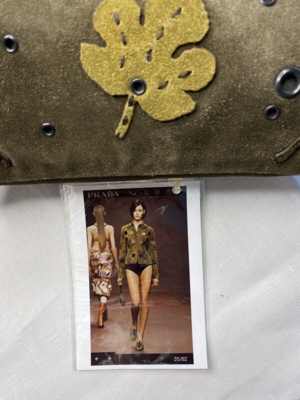 Prada suede shoulder bag with green and brown leaves 5