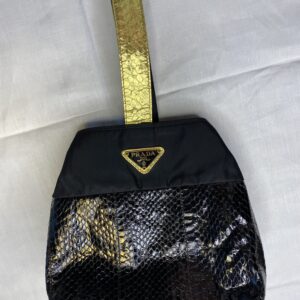 Prada Vintage nylon and python bucket bag