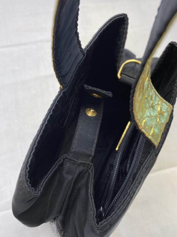 Prada Vintage nylon and python bucket bag detail
