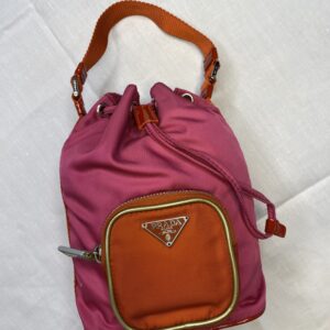 Prada red pink bucket bag