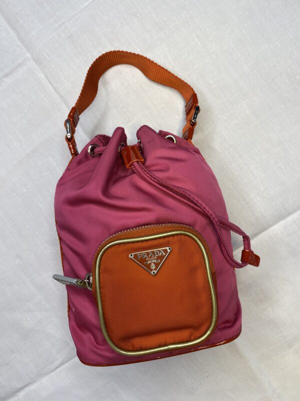 Prada red pink bucket bag
